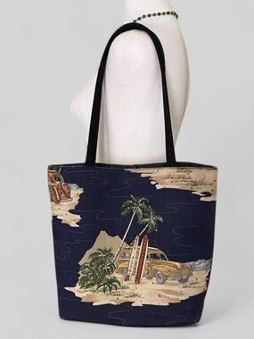 Rhinestone Woody Surfboard Hawaiian Beach Tote Bag Palm Tree Purse